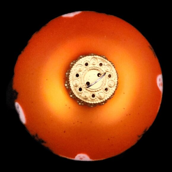 Halloween Haunted House Ghost Graveyard Orange Glass Ball Ornament Vintage - Picture 7 of 8